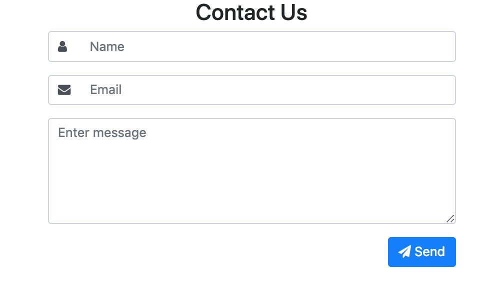 Contact form with name and icons