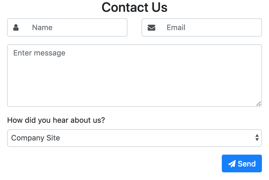 Contact form with drop-down screenshot