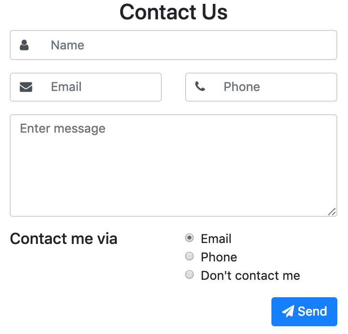 Contact form with radio buttons